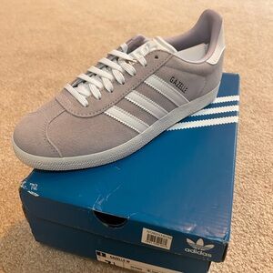 Adidas Gazelle Light Gray and White Sneakers